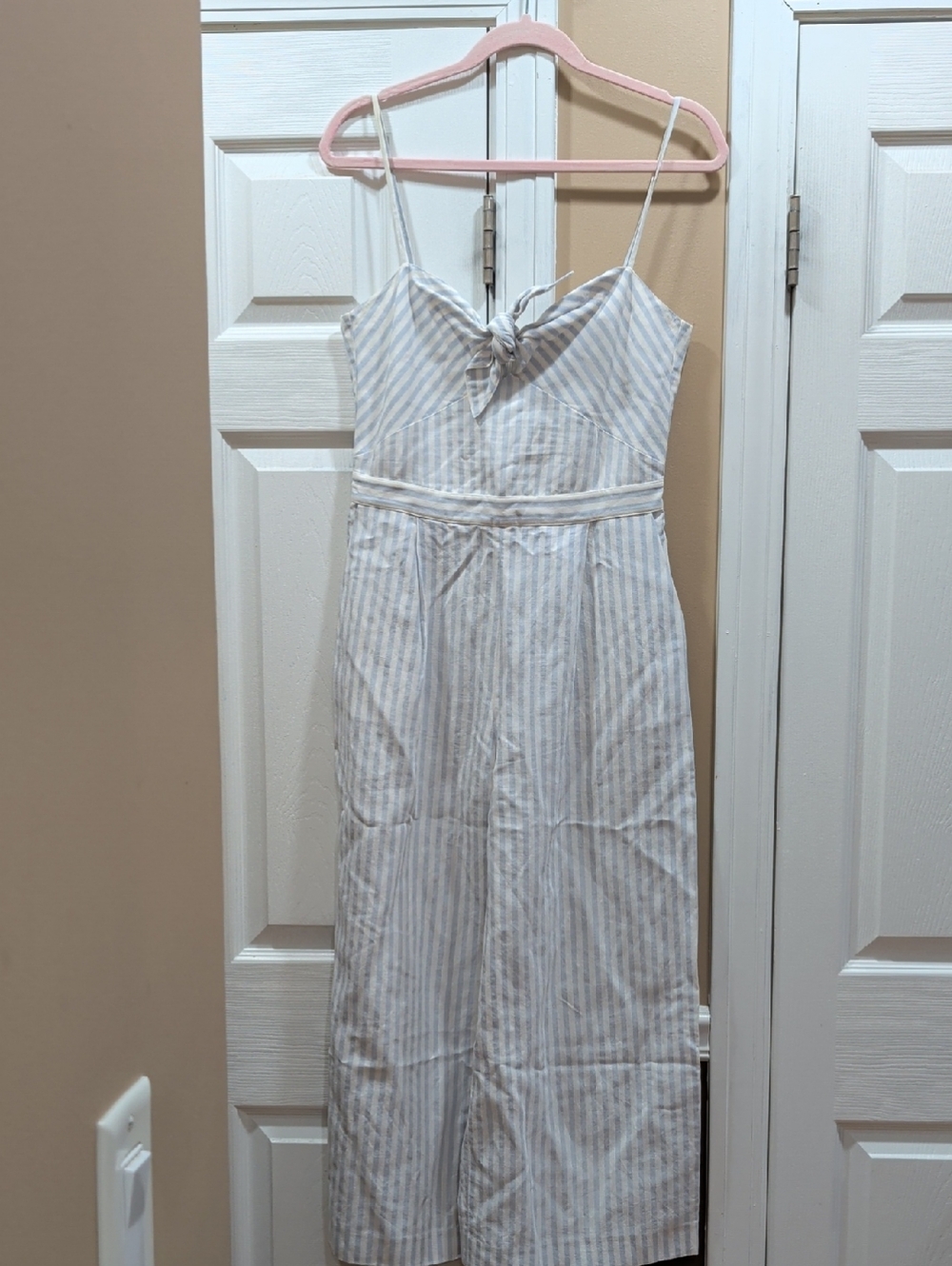 Club Monaco Striped Spaghetti‑Strap Wide Leg Jumpsuit